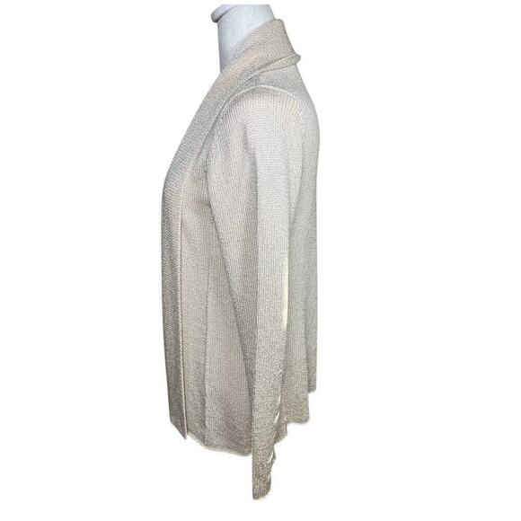 Eileen Fisher Size M silk blend Cream Open Front Cardigan Sweater multi season - Picture 2 of 5